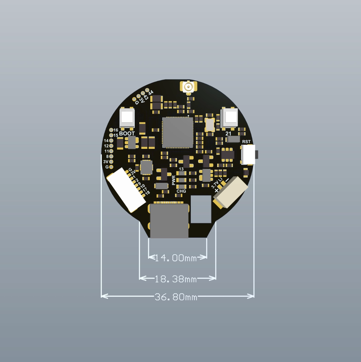 ESP32S3 1.28寸 Touch LCD 尺寸图