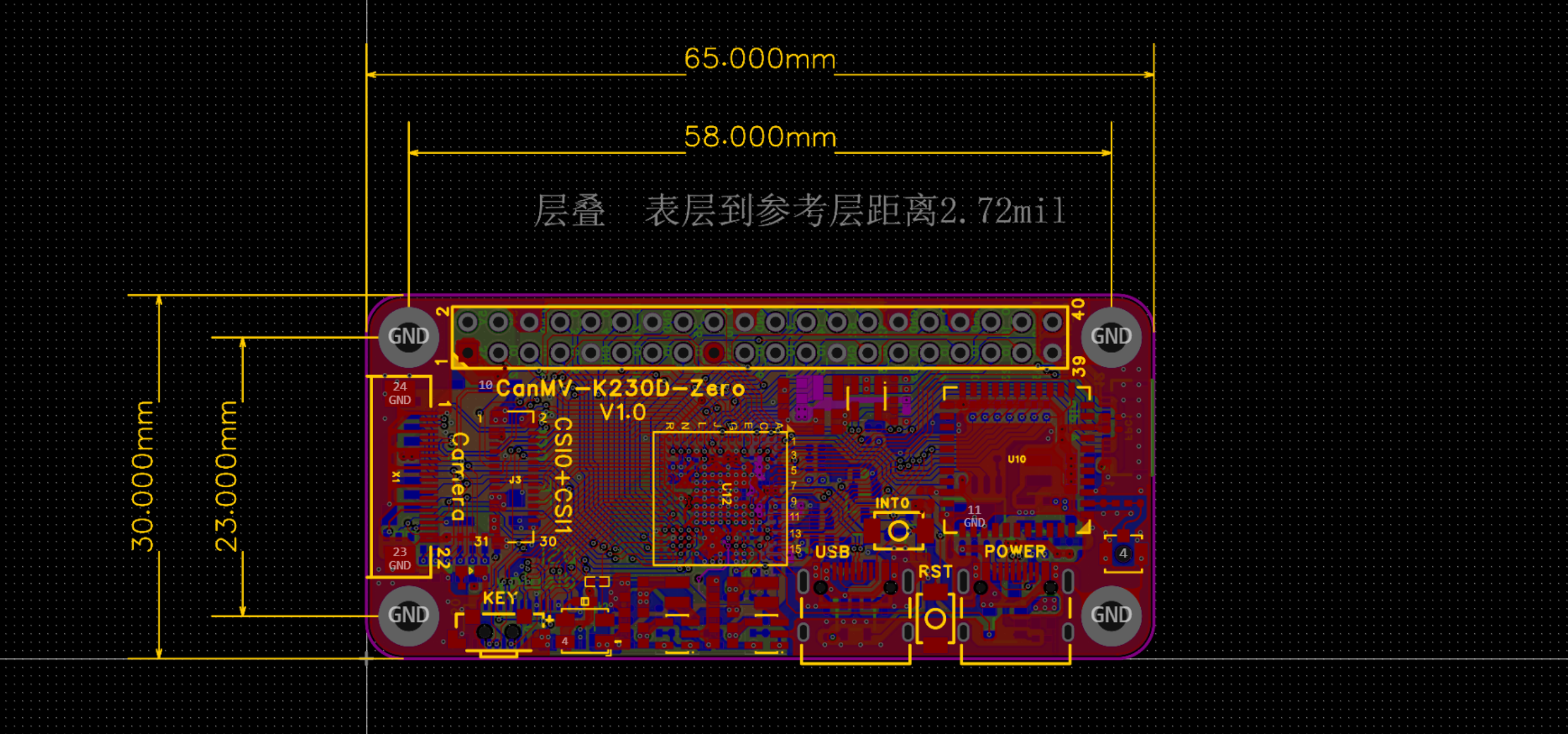 CanMV-K230D Zero 尺寸图